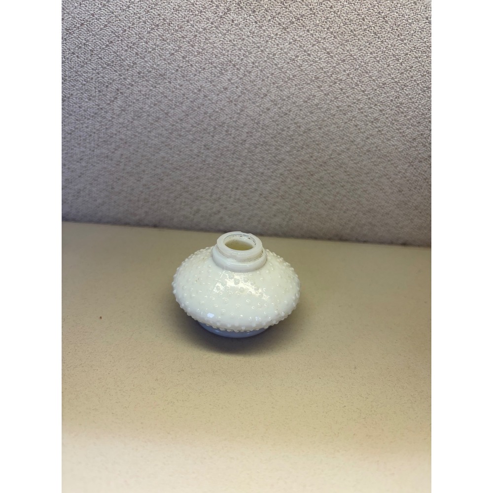 Vintage White Milk Glass Hobnail Bottle Small Threaded Fitter Hong Kong